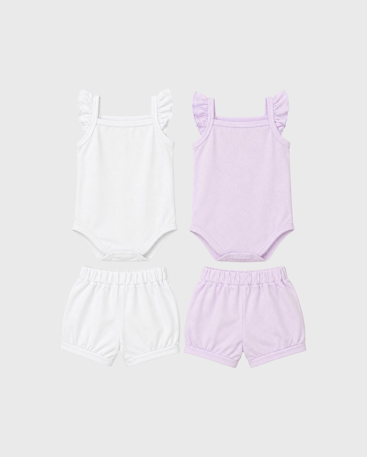 Set 4 Piezas Body Short Bebé Niña