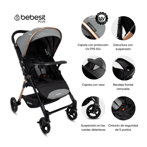 Coche Mango Reversible City Gris Bebesit