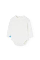 Overol azul con erizos bordados y camiseta blanca para bebé