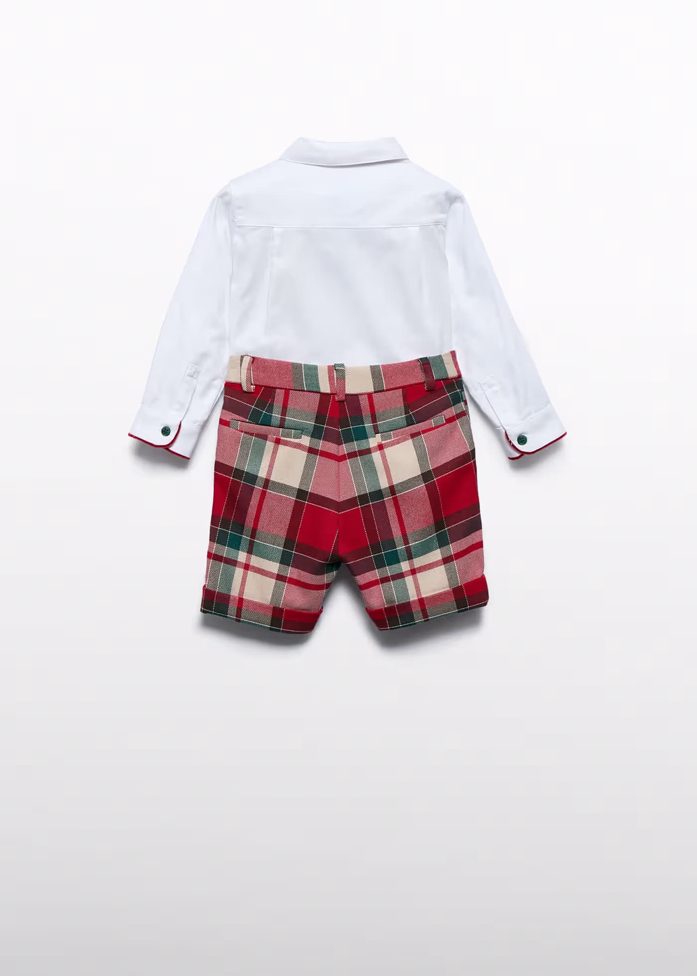 Conjunto Bermuda con Corbatín Cuadros Rojo Abel & Lula Estilo