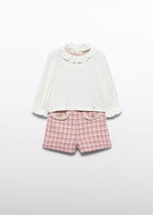 Conjunto Short Tweed Cuadros Rosa Pastel Abel & Lula