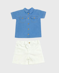Conjunto Bermuda Y Camisa Denim