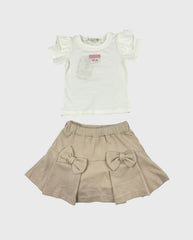 Conjunto Falda Prenses Moños cafe