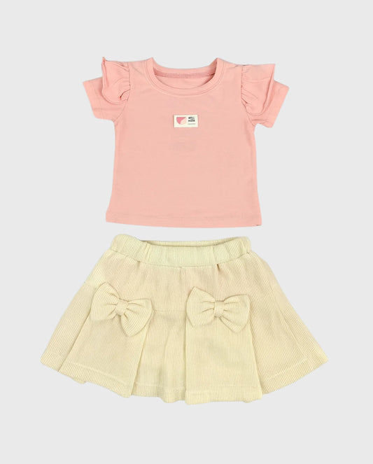 Conjunto Falda Prenses Moños rosa claro