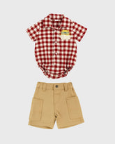 Conjunto Bermuda y Body Cuadros rojos