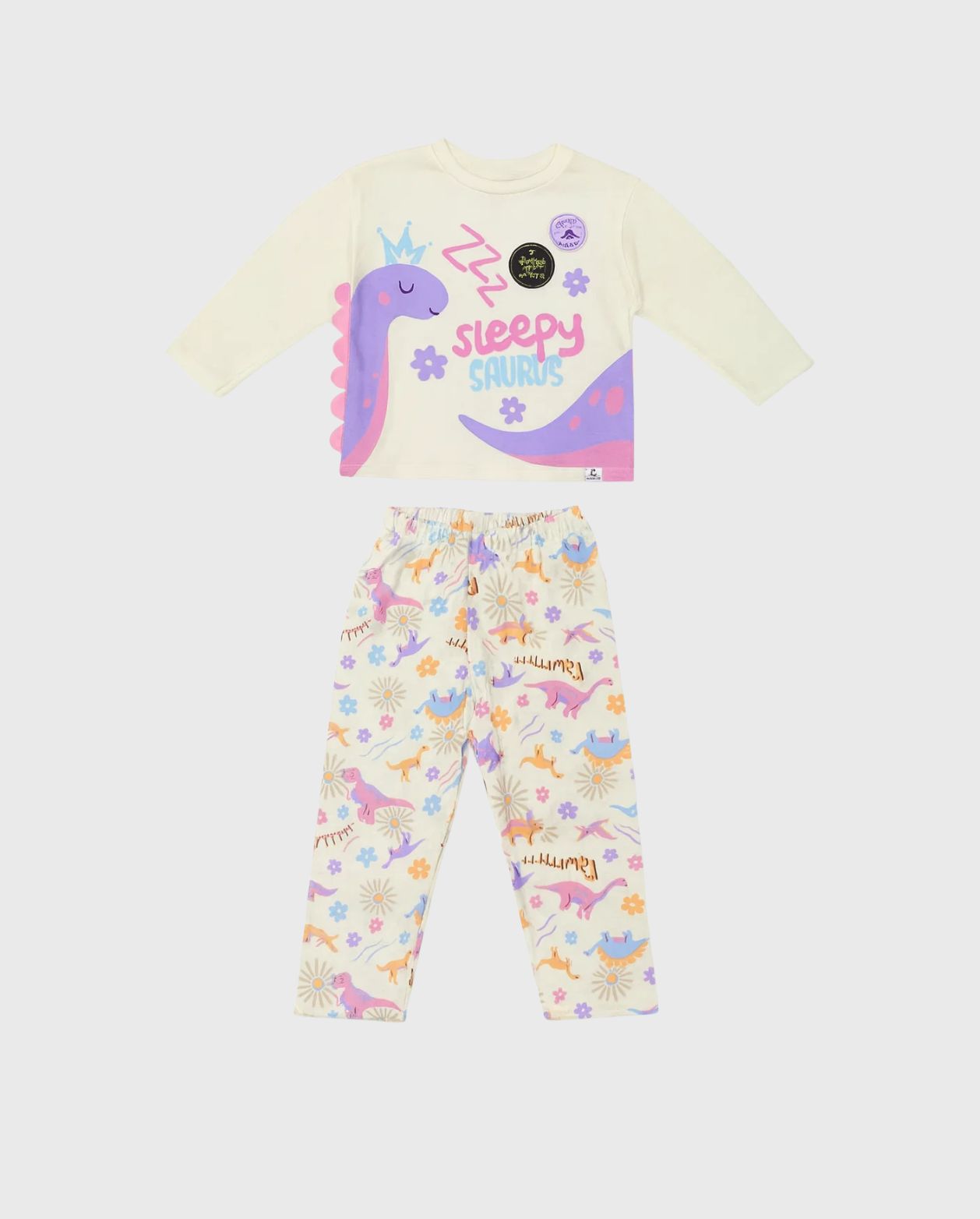 Pijama Pantalón Estampado Dinosaurios Blanco