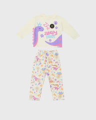 Pijama Pantalón Estampado Dinosaurios Blanco