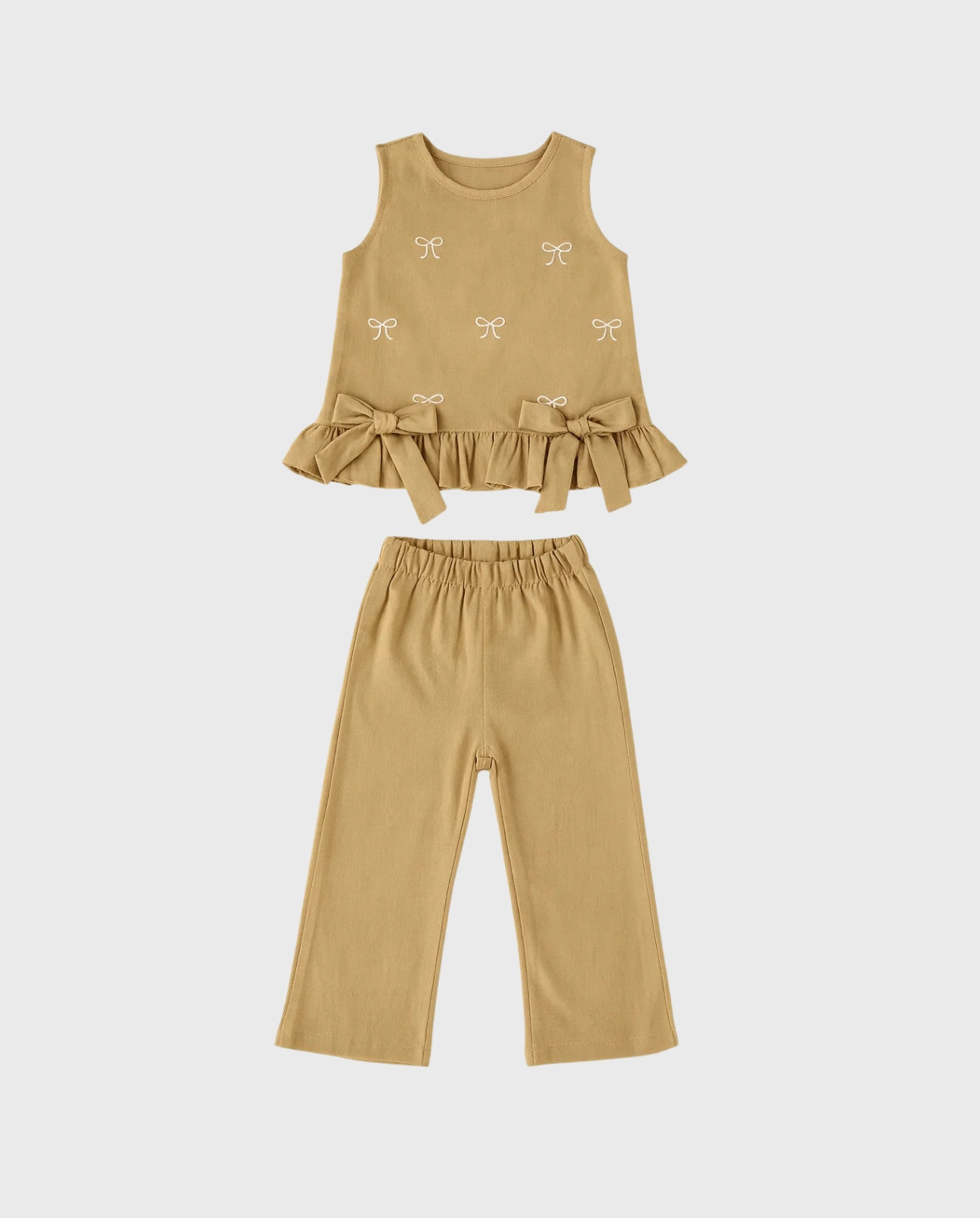 Conjunto Pantalón Moño Niña beige