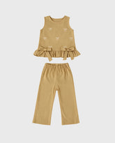 Conjunto Pantalón Moño Niña beige