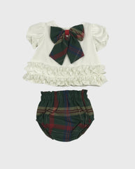 Conjunto Panty Cuadros Verde Rojo