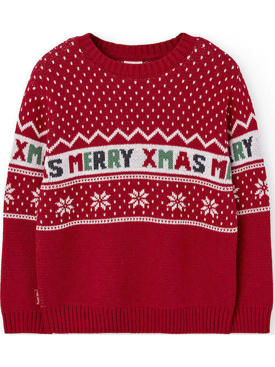 Suéter navideño de tricot rojo con copos de nieve