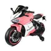 Moto eléctrica infantil Ducati GT rosa 12 V con ruedas auxiliares