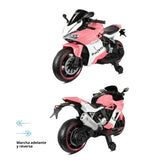 Moto rosa eléctrica infantil Ducati GT vista frontal