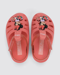 sandalias infantiles Minnie Mouse rosas con flores