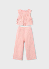 Conjunto Pantalón y Blusa Fruncida Salmon Mayoral