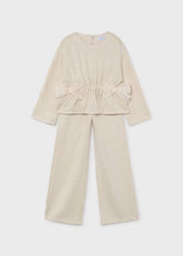 Conjunto Pantalón Moños Brillo Beige Mayoral