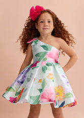 Vestido Moño Estampado Flores Chicle Abel & Lula