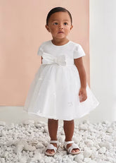 Vestido Tul Bordado Moño Blanco Abel & Lula