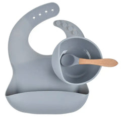 Set 3 Piezas De Alimentación En Silicona Sencilla Gris