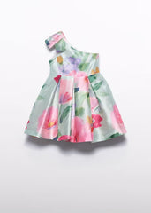 Vestido Moño Estampado Flores Chicle Abel & Lula diseño