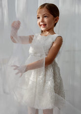 Vestido Tul Relieve Rosas Blanco Abel & Lula