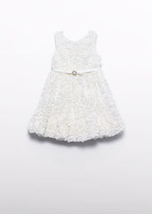 Vestido Tul Relieve Rosas Blanco Abel & Lula