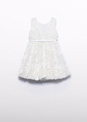 Vestido Tul Relieve Rosas Blanco Abel & Lula