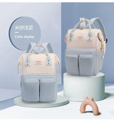 Pañalera Morral Combinada Triple Bolsillo Fashion Azul