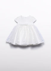 Vestido Tul Bordado Moño Blanco Abel & Lula estilo