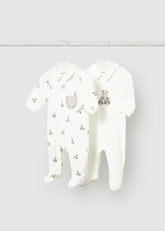 Set 2 Pijamas Cuello Estampado Osos Crudo Mayoral