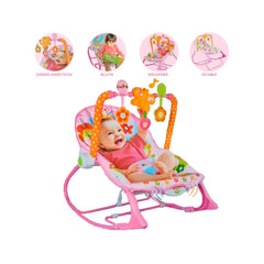 Silla Mecedora Vibradora Musical Conejo Rosa modos de uso