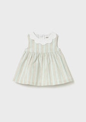 Vestido Cuello Lino Rayas Beige Mayoral
