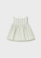 Vestido Cuello Lino Rayas Beige Mayoral detalle