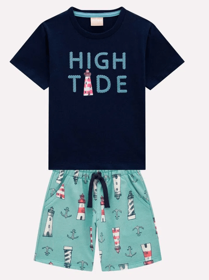 Conjunto Niño Faro Azul Con Bermuda