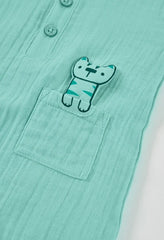 Pelele Gasa Bolsillo Tigre Azul Boboli detalle