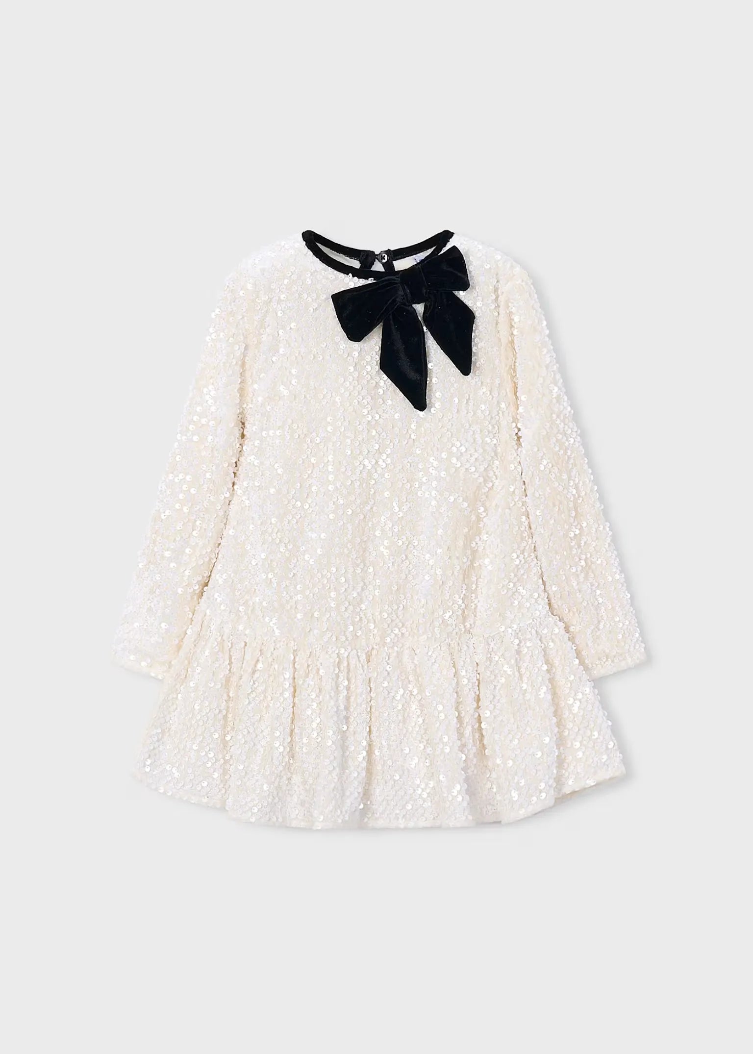 Vestido Lentejuelas Moño Crema Mayoral