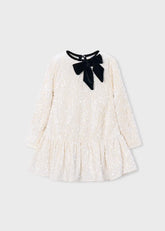 Vestido Lentejuelas Moño Crema Mayoral