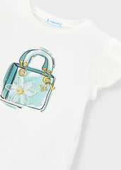 Blusa Estampado Bolso Verde Blanco Mayoral detalle