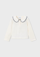 Blusa Manga Larga Detalle Cuello Blanco Mayoral