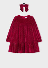 Vestido Terciopelo Brillo Con Moña Rojo Mayoral