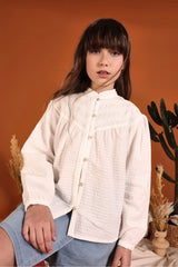 Blusa Manga Larga Detalle Bordado Blanco Boboli modelo