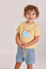 Conjunto Bermuda Rayas Cangreo Amarillo Boboli modelo