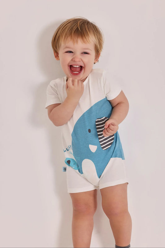 Pelele Estampado Elefantes Blanco Boboli modelo