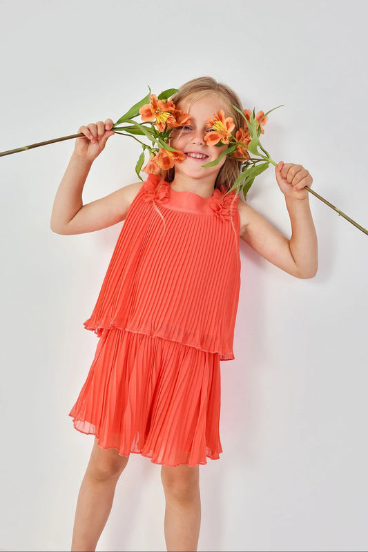 Conjunto Short Plisado Naranja Boboli niña