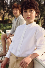Camisa Clásica Manga Larga Blanco Boboli modelo