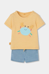 Conjunto Bermuda Rayas Cangreo Amarillo Boboli estilo