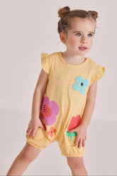 Pelele Estampado Flores Rayas Amarillo Boboli