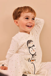 Pijama Enteriza Puntos y Bordado Blanco Boboli