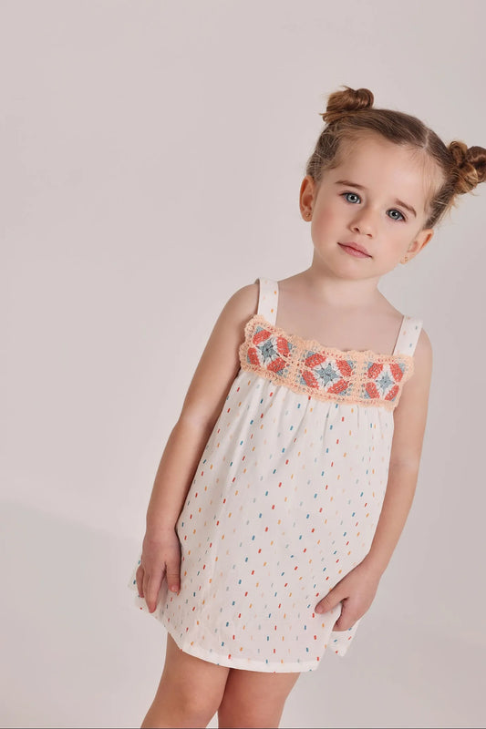 Vestido Bordado Puntos Blanco Boboli modelo