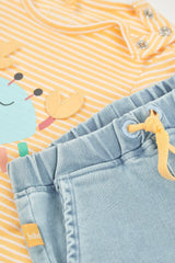 Conjunto Bermuda Rayas Cangreo Amarillo Boboli detalle